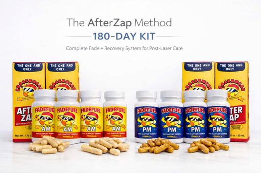AfterZap Method 180-Day Kit with bottles and boxes on a white background